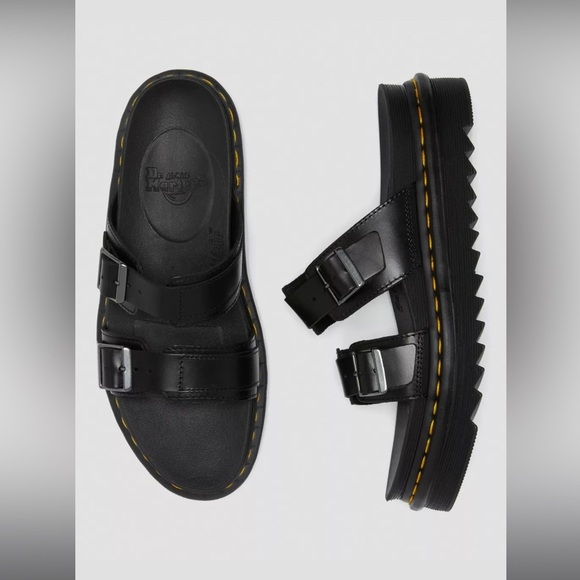 Doc Marten’s MYLES BRANDO black‎ LEATHER BUCKLE SLIDE SANDALS size 11 men new - Picture 7 of 14